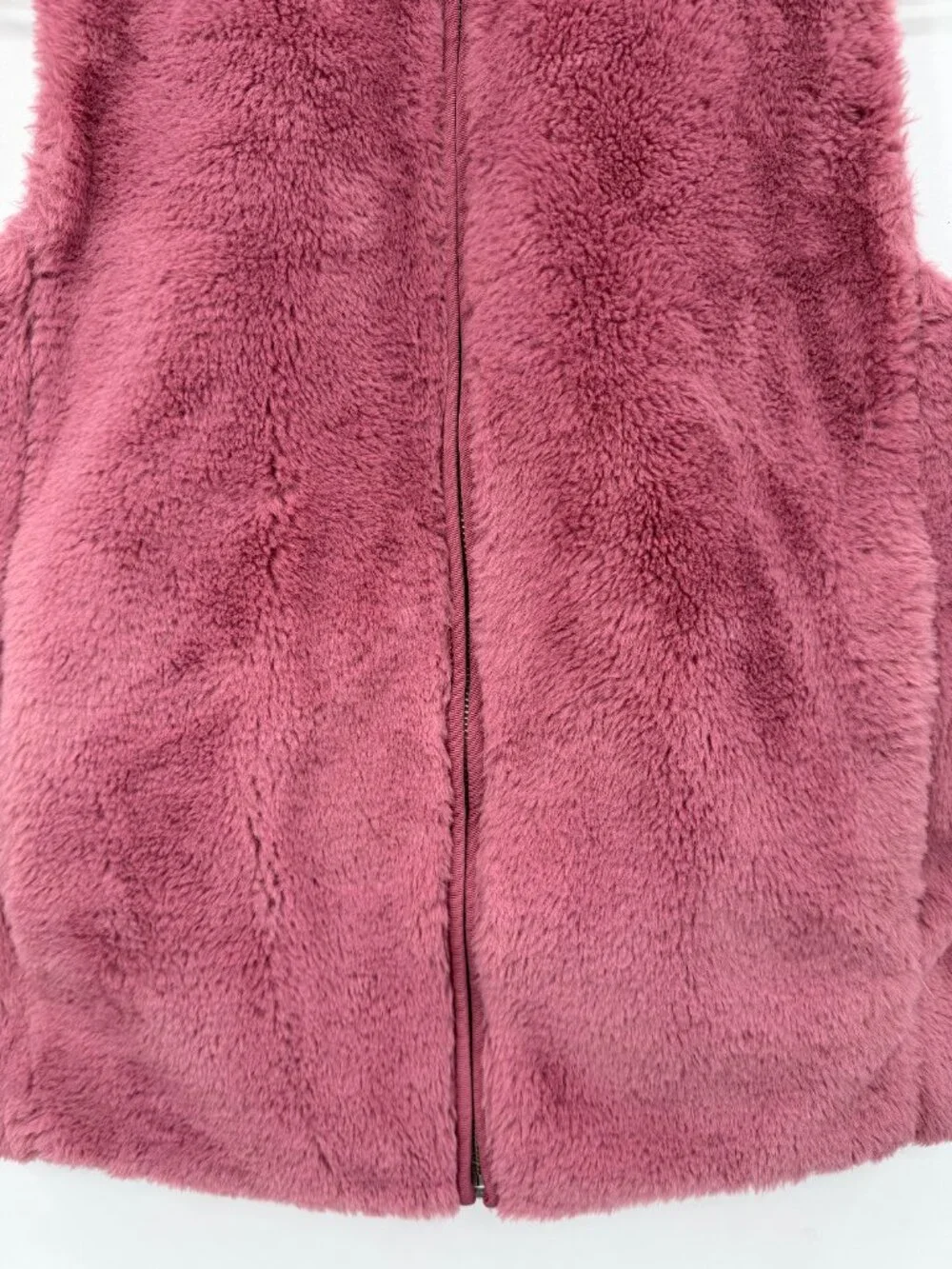 J.Crew Pink Faux Fur Teddy Fleece Zip Front Vest Women's XS Cozy Soft
